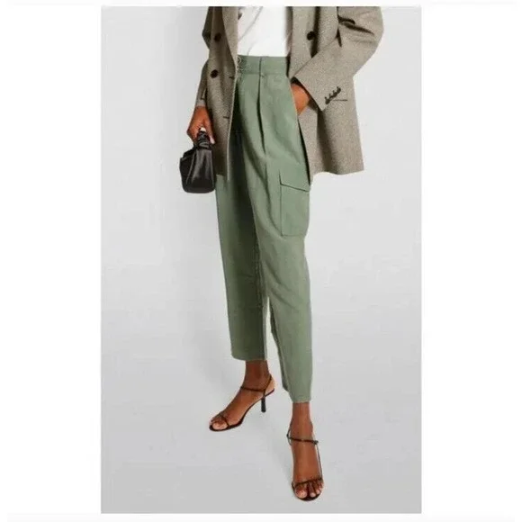 Paige Women's Becca High Waisted Laurel Green Pants Tapered Pockets Size 6 - Picture 14 of 16